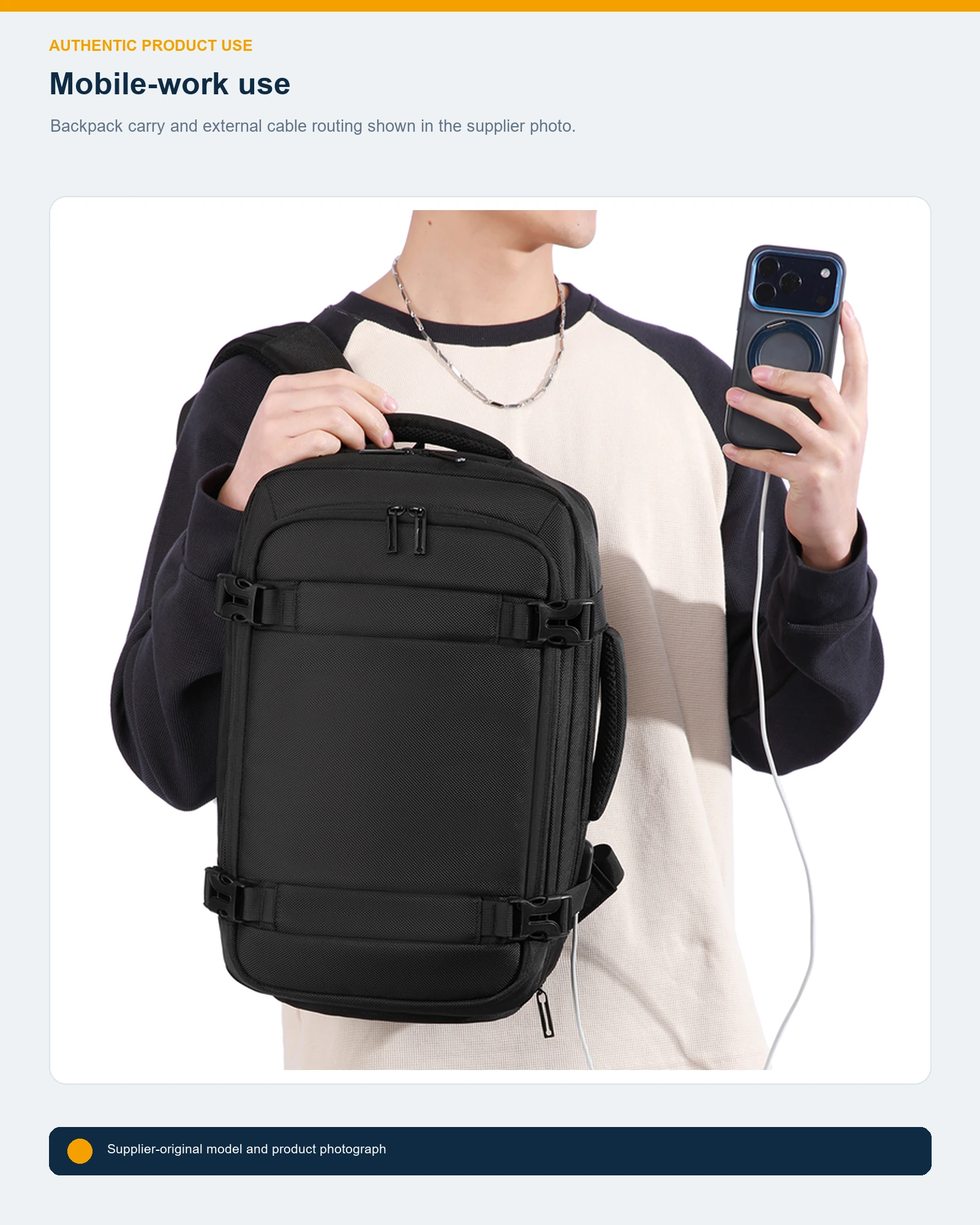 WGX-1922 travel backpack in a mobile work setting