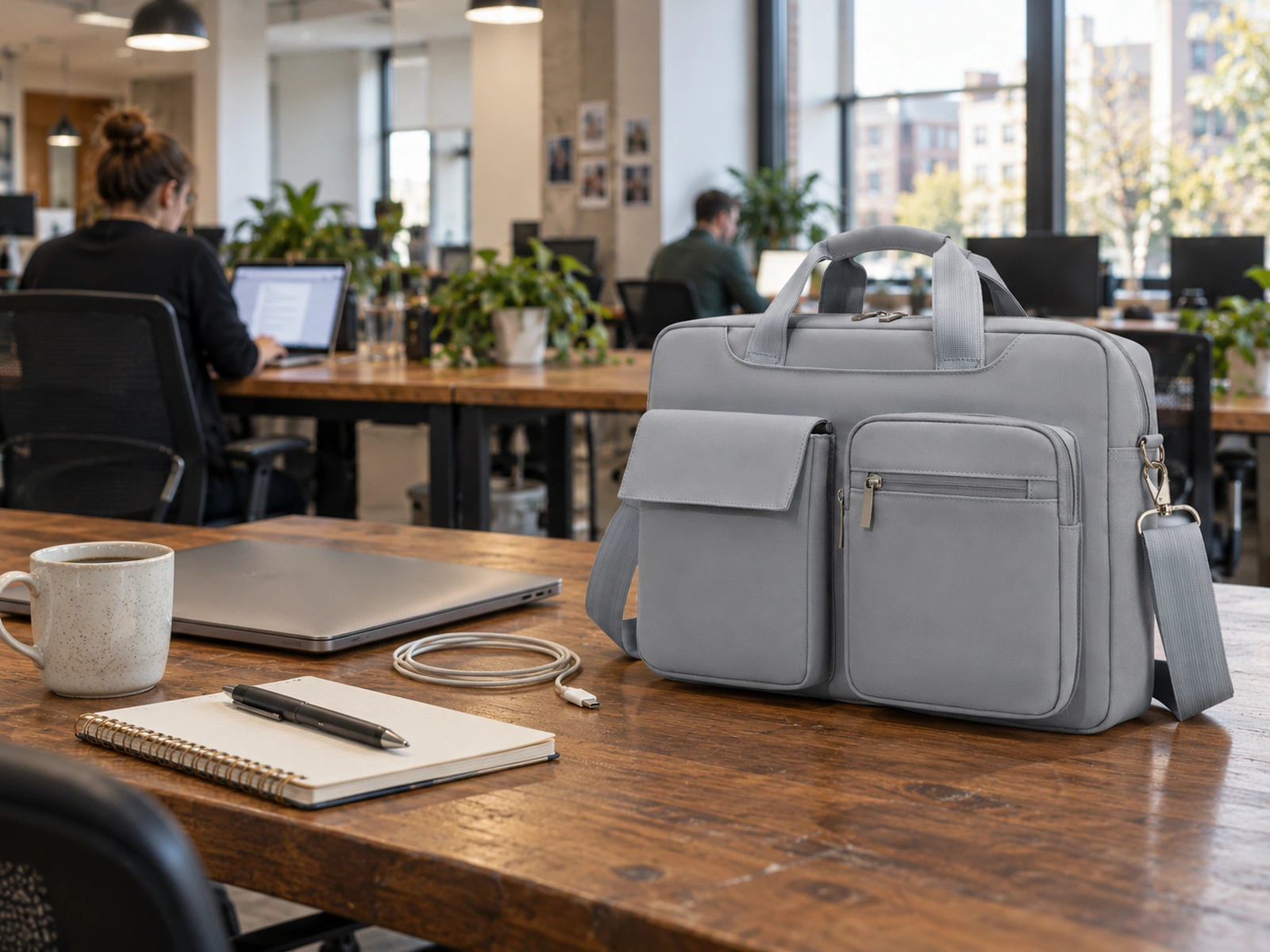 WGX-2521 laptop briefcase on an office desk