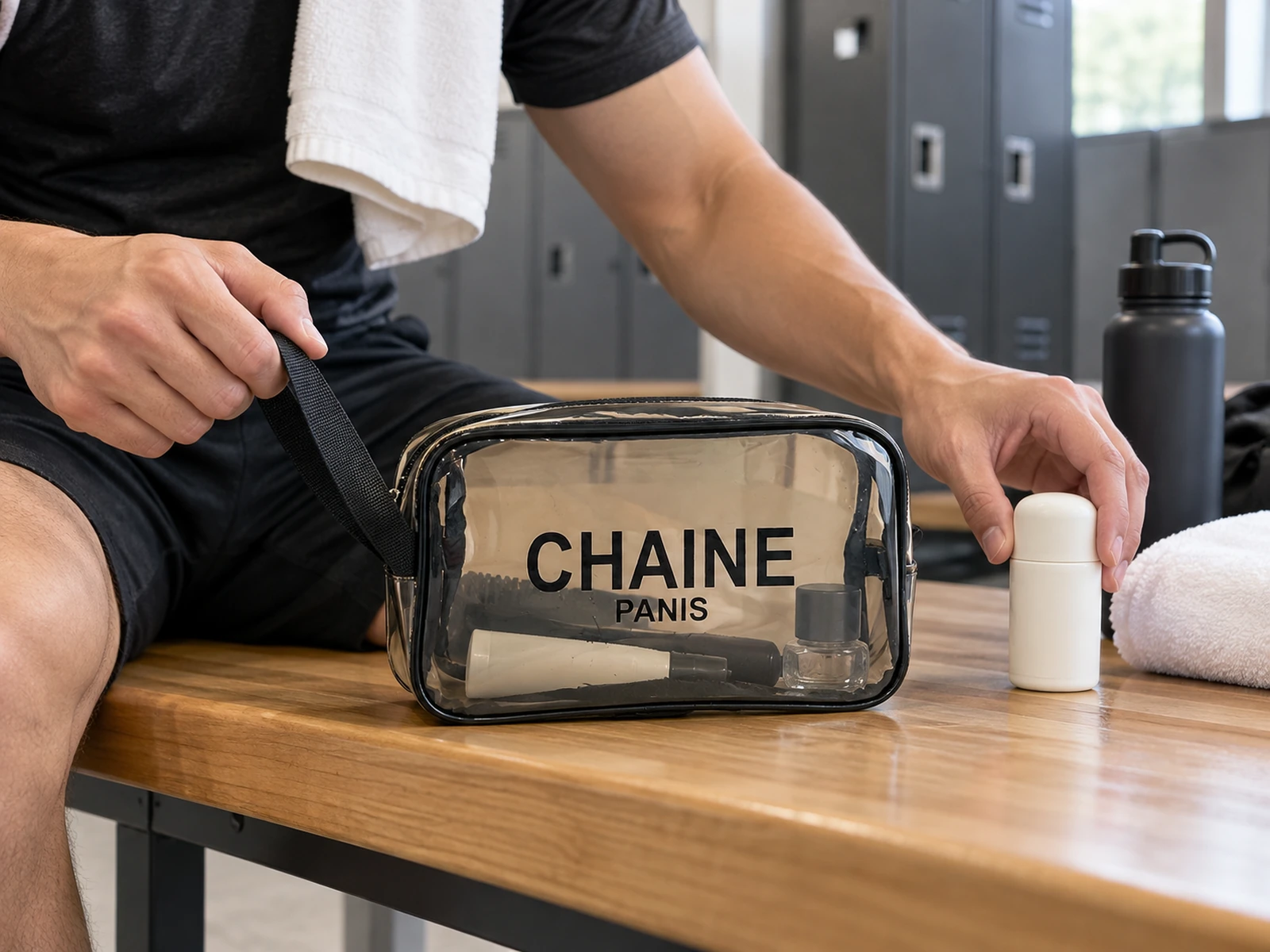 WGX-5006 compact wristlet in a gym locker room