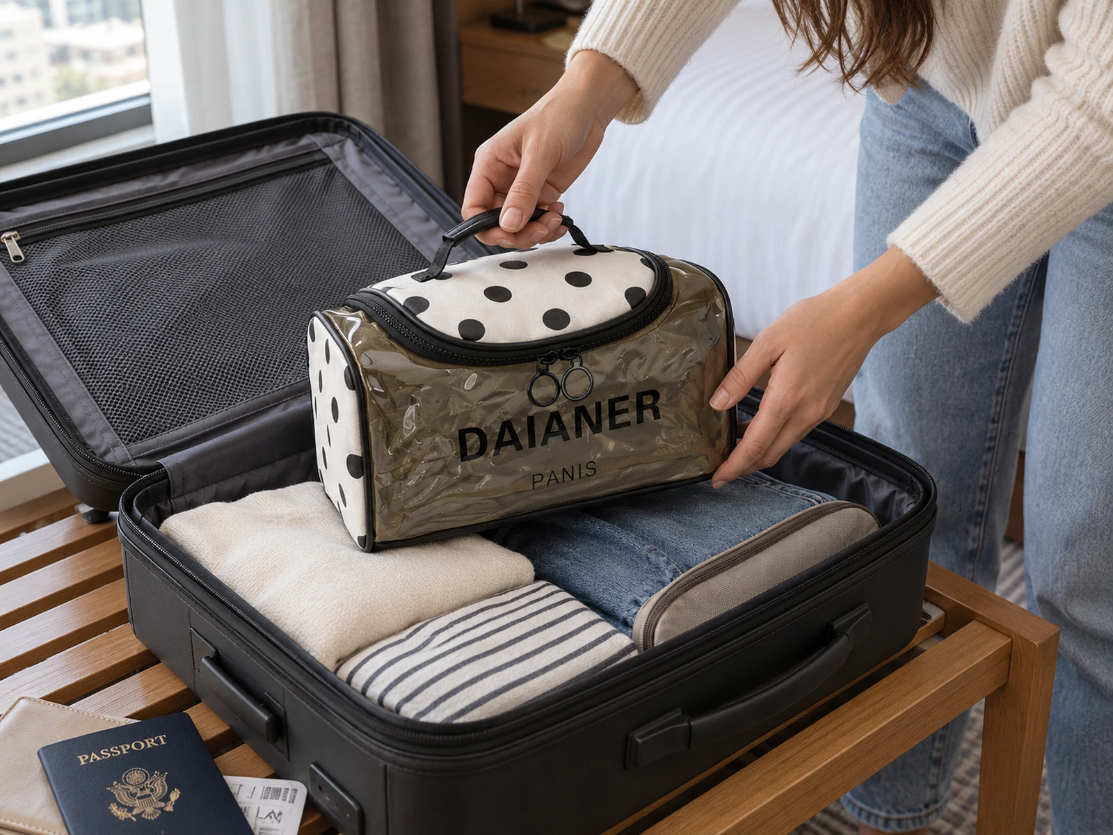 WGX-6880 packed inside carry-on luggage