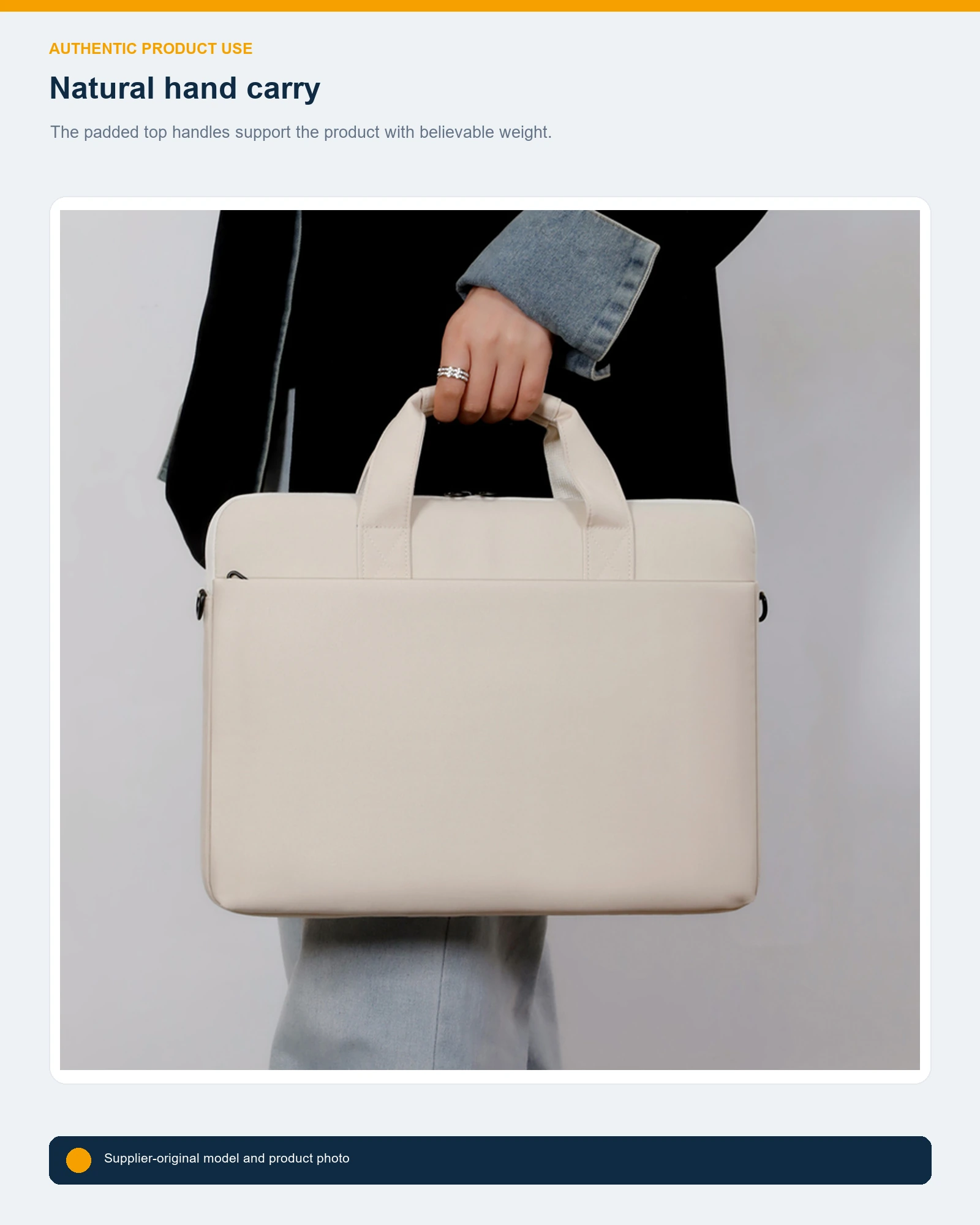 WGX-730 laptop briefcase carried by its padded top handles