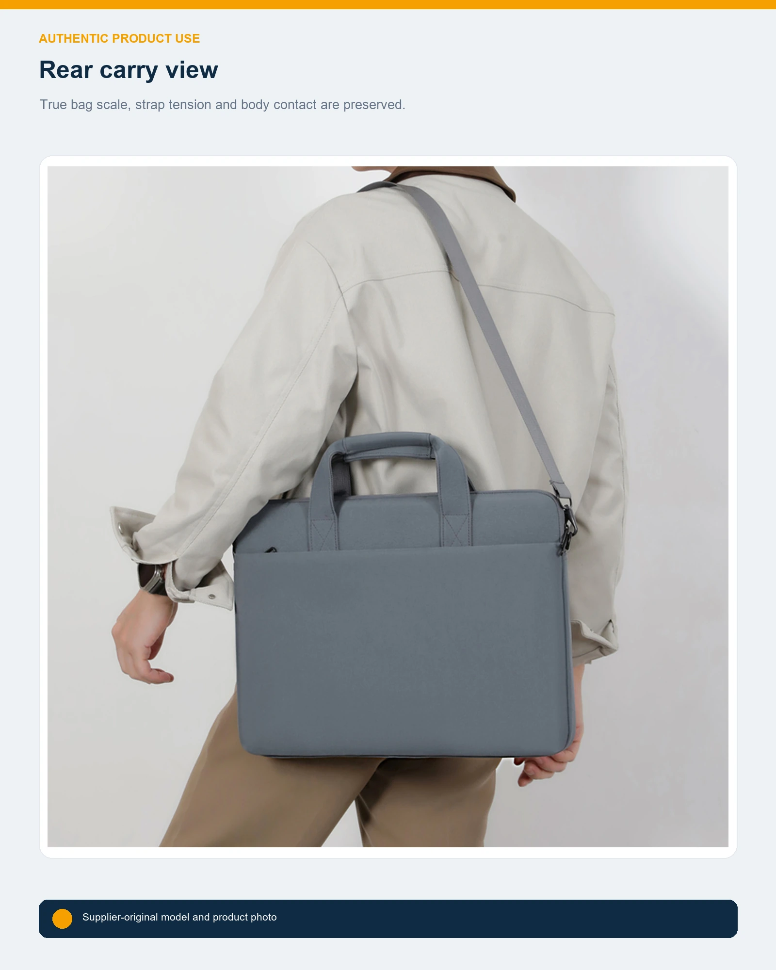 Rear view of WGX-730 laptop briefcase in use