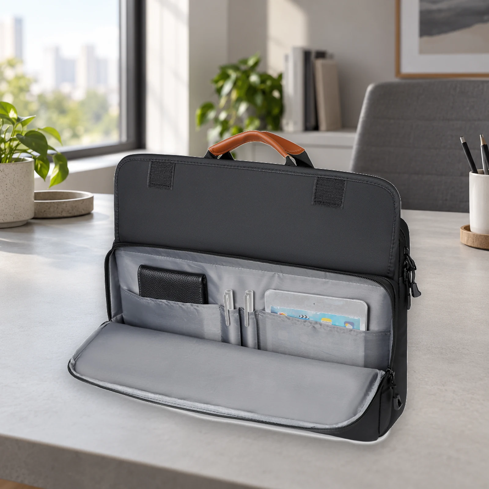 WGX-230 laptop briefcase arranged on an office desk